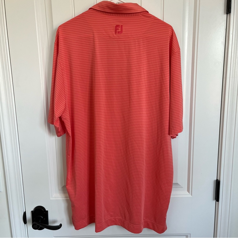 FJ Footjoy Coral Striped Short‎ Sleeve Polo Men's Large golf polo - Picture 3 of 4